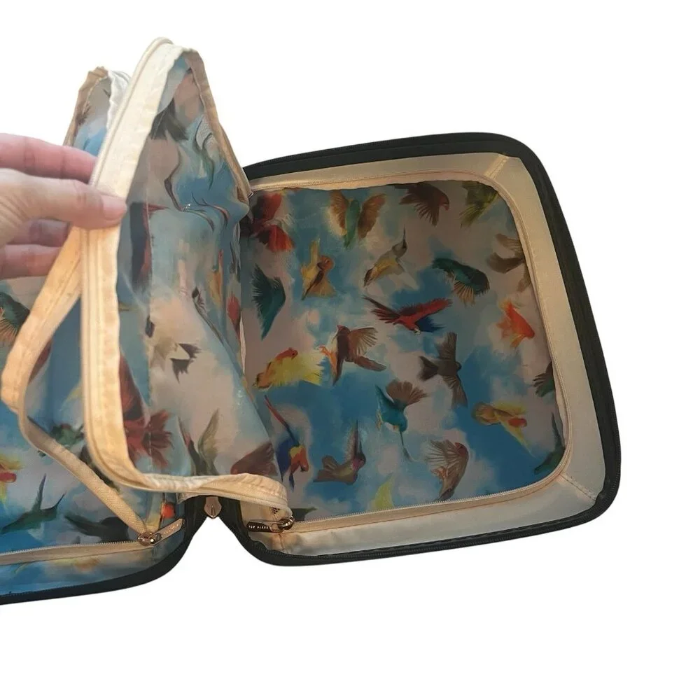 TED BAKER Vanity Case Luggage Travel Black Floral Garden Zipper - Picture 9 of 16